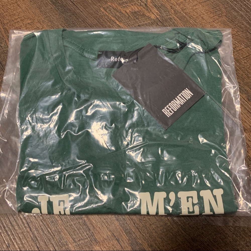 NWT Reformation Green Je M’en Fous Alex Slim Tee - Picture 7 of 11